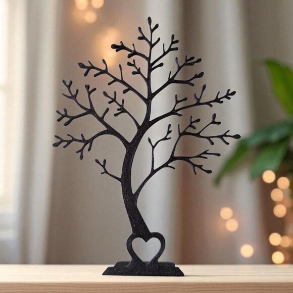 Minimalist Tree Decor Heart Home Accent Handmade Black - Picture 8 of 12